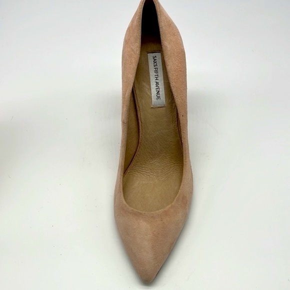 Saks Fifth Avenue - Light Pink Suede Pointed Toe Block Heels Size 7.5 - Picture 10 of 16